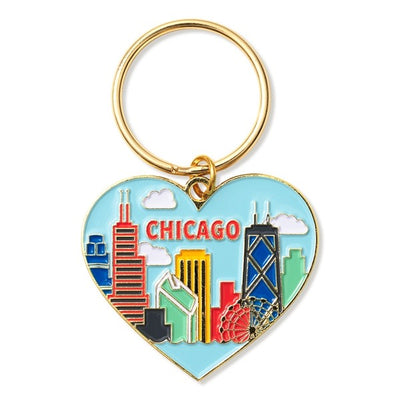 Chicago Skyline Heart Keychain - Love Peridot